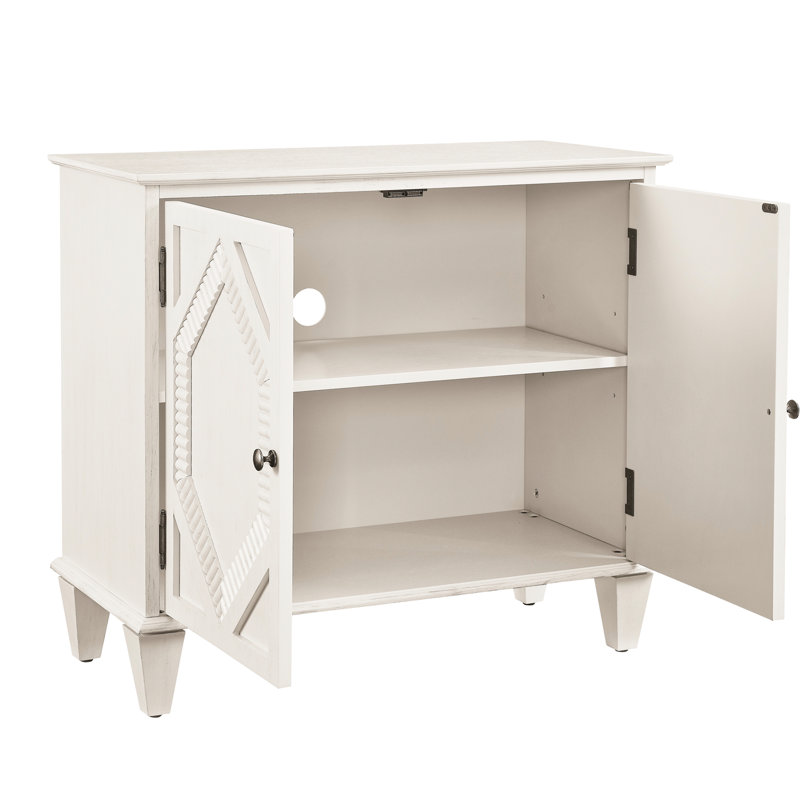 Armoire de rangement décorative 2 portes avec tablettes réglables, Blanc antique