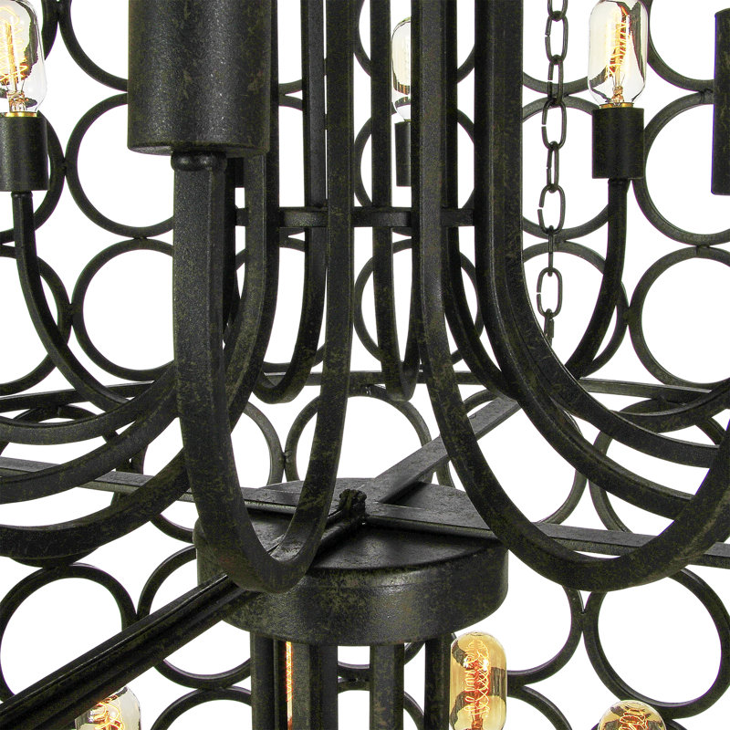 Milian 20 - Light Unique Tiered Chandelier, Antique Black