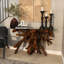 Console en bois de teck avec bordure en verre faite à la main
