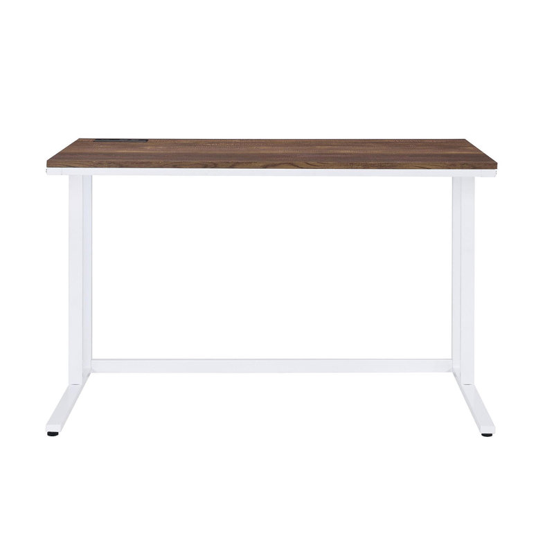Tyrese Walnut & White Finish Writing Desk W/USB, White