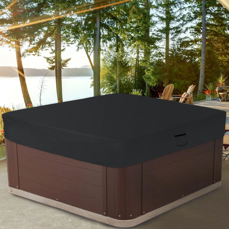 Hot Tub Jacuzzi Outdoor Gazebo Covers/ Cover for Square Hot Tub, Waterproof UV & Weather Resistant Protector, Black