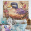 Canard beige et mauve dans un pré - animal canard sur bois-290931136