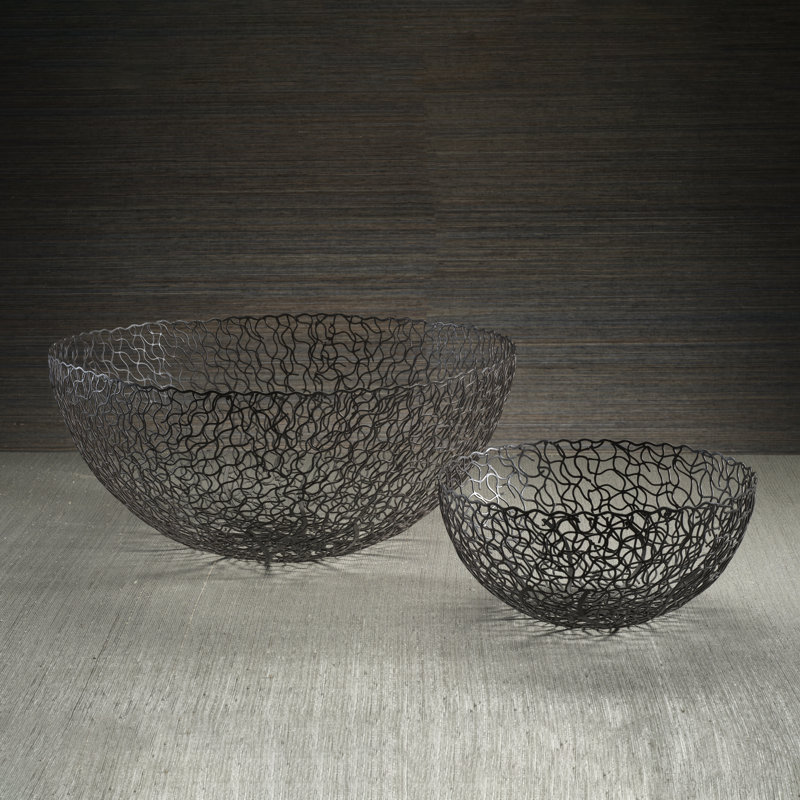 Bol décoratif en fer forgé Seaflower Design, H 6 po x l 14 po x P 14 po