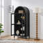 Une armoire de rangement arquée haute avec une lampe, une armoire de rangement en bois de style rétro moderne avec des cloisons en verre réglables, peut être utilisée comme armoire multifonctionnelle dans les cuisines-1293559791
