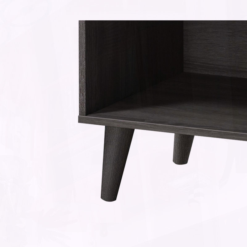 Meuble télé Mid-Century moderne avec armoire de rangement pour téléviseur de 47,3 po ou moins en gris foncé et blanc