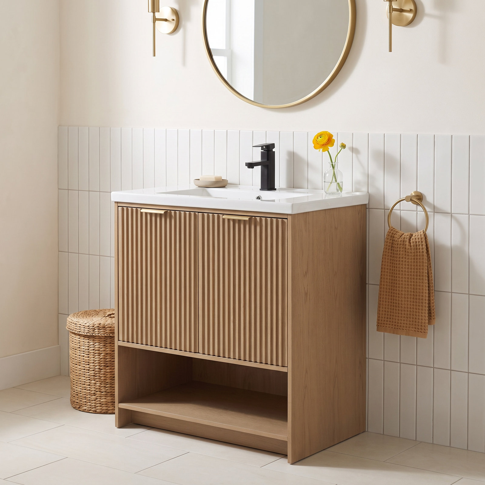 Anelie 30" Oak Single Bathroom Vanity