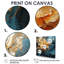 Blooming Golden Flower Waves - Art mural abstrait, salon-1371382817-1371382821