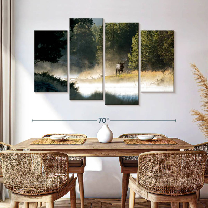 Alvord Elk Along Yellowstone River, 42" H x 68" W