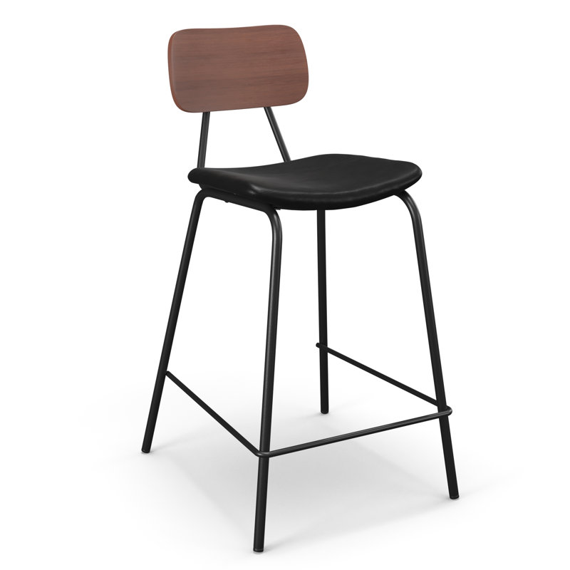 Buda Upholstered Counter Stool with Metal Frame, Counter Stool (24” Seat Height), Tan, Natural