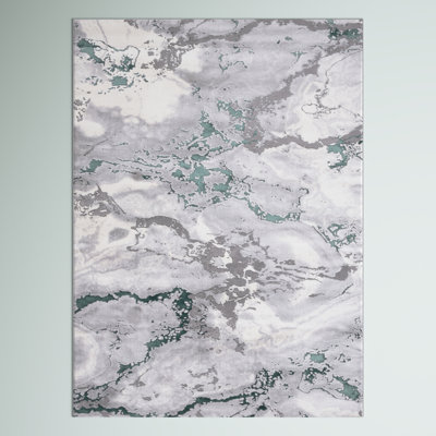 Pressley Abstract Ivory/Grey/Green Area Rug