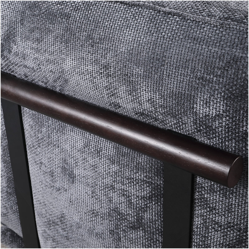 Canapé modulaire à la mode de 120 po avec cadre en fer et chenille gris foncé, idéal pour le salon, Gris foncé