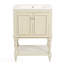 Meuble-lavabo de luxe moderne avec lavabo en céramique, armoire de salle de bain avec tablette ouverte et rangement fermé-133416415