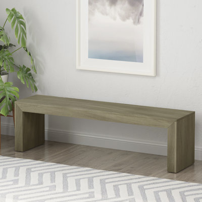 Banc de salle à manger en bois gris et taupe, inspiré, cadre de 63 po, durable, esthétique d'assemblage minimal, long et facile à assembler