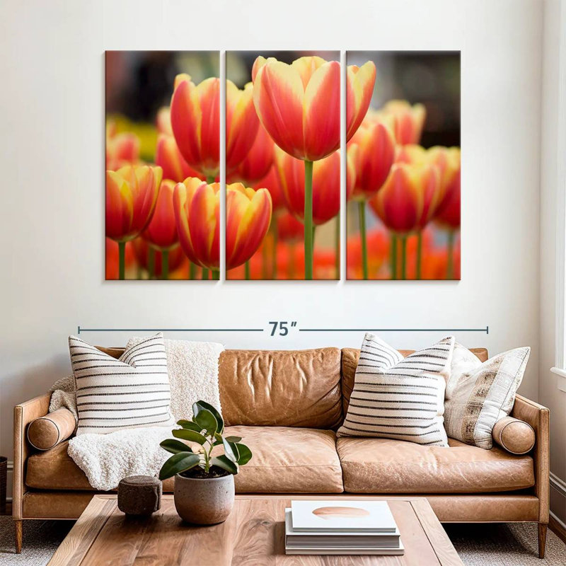 Harnek Yellow Toned Red Tulips, 42" H x 65" W