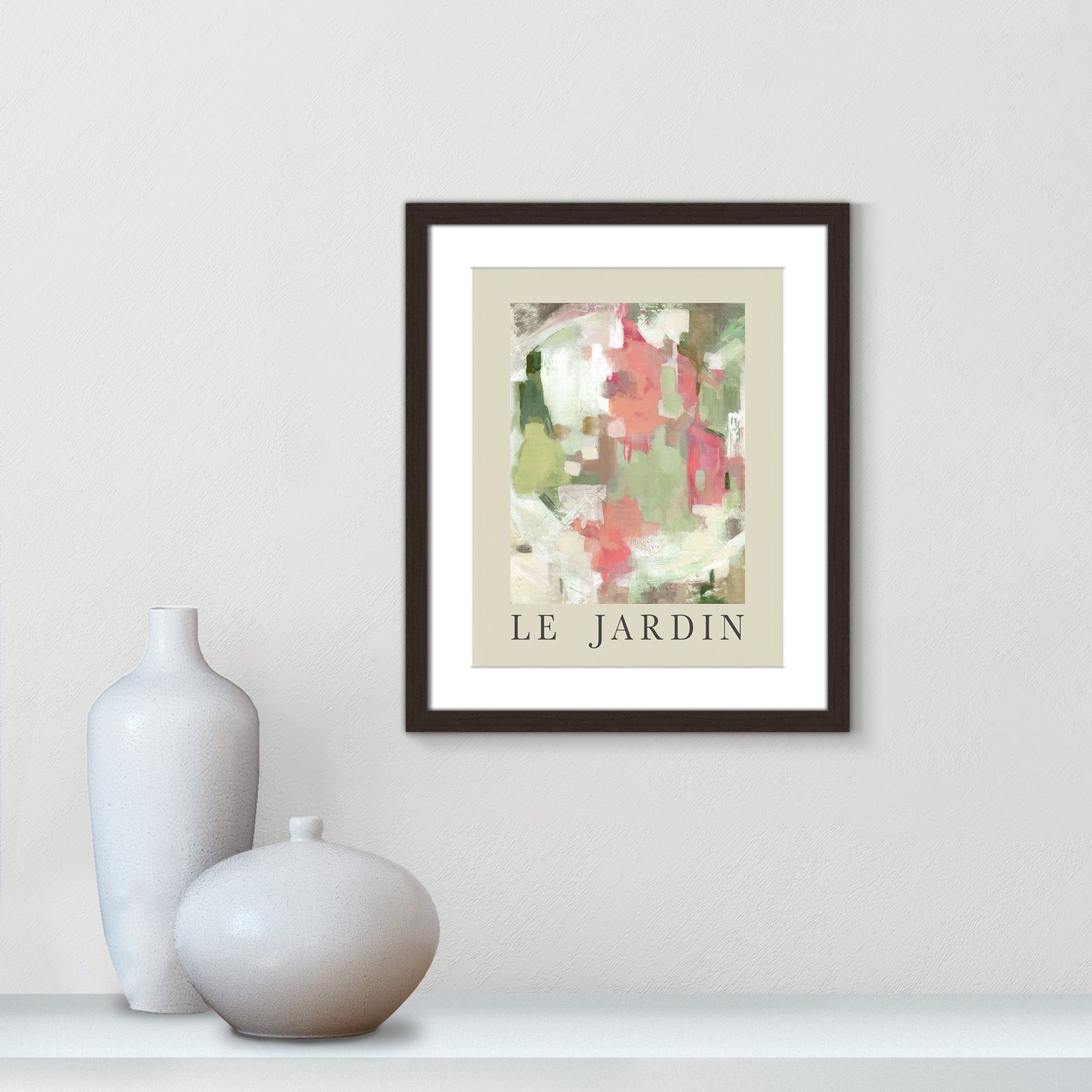 Riya "Le Jardin" Print by Carol Robinson, Walnut Single Picture Frame, Yes, 19" H x 16" W x 1.25" D