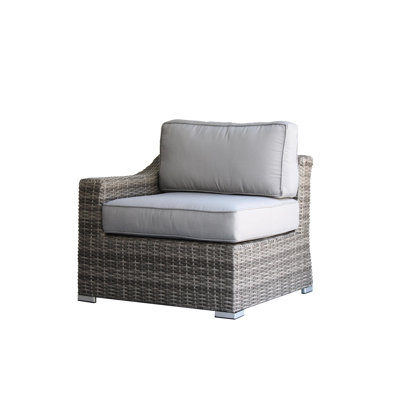 Miami Fully Assembled Grey Wicker Sectional Right Arm Chair With Olefin Cushions