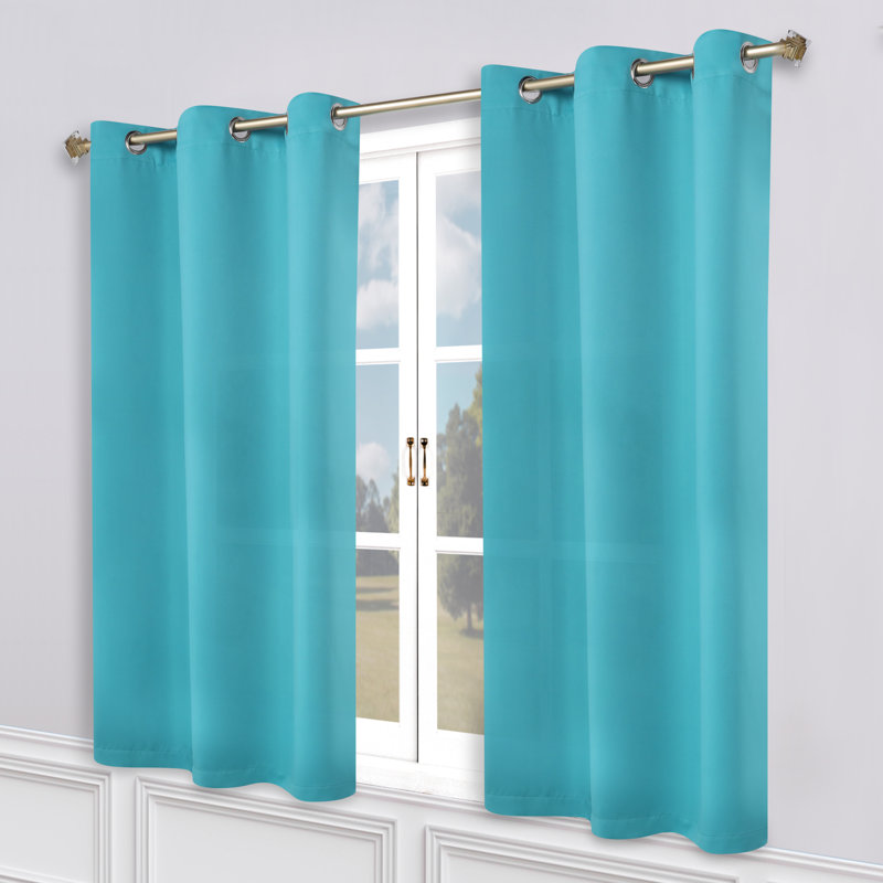 Paire de rideaux obscurcissant avec œillets Millendon, Turquoise, L 46 po x L 63 po