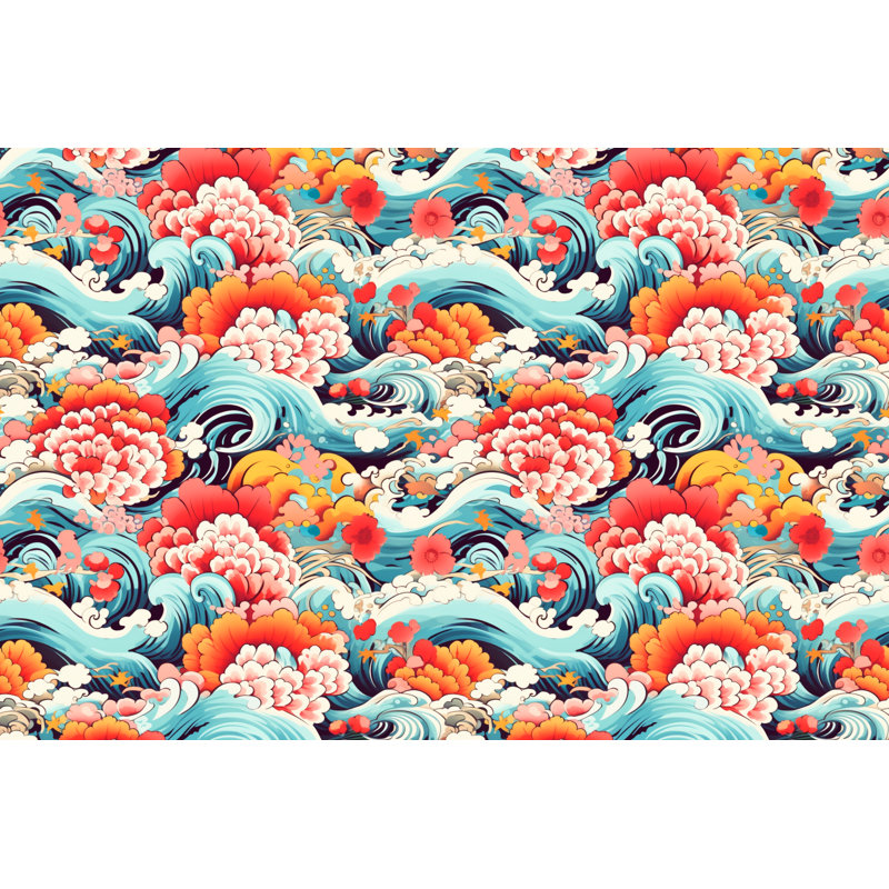 Rideaux de fenêtre orientaux Art Deco Asian Drapes - 2 panneaux, L 40 po x L 63 po