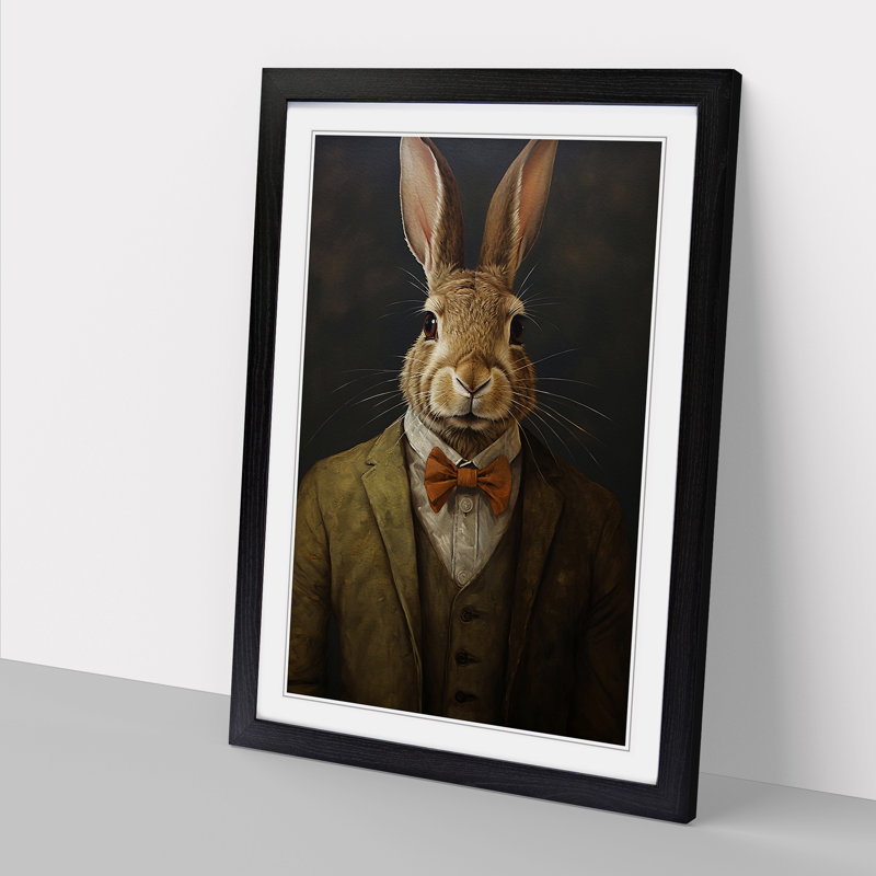 Hare in a Suit No.3 1 Piece Single Picture Frame Wall Art, 64cm H x 46cm W x 2cm D, Black