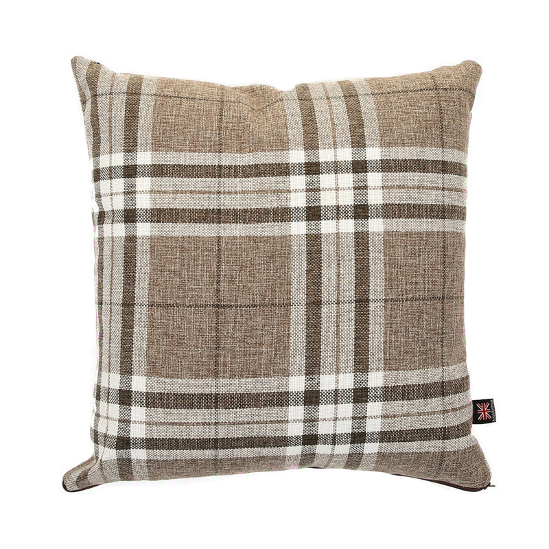 Chagnon Plaid Square Throw Cushion, Light Brown, Medium