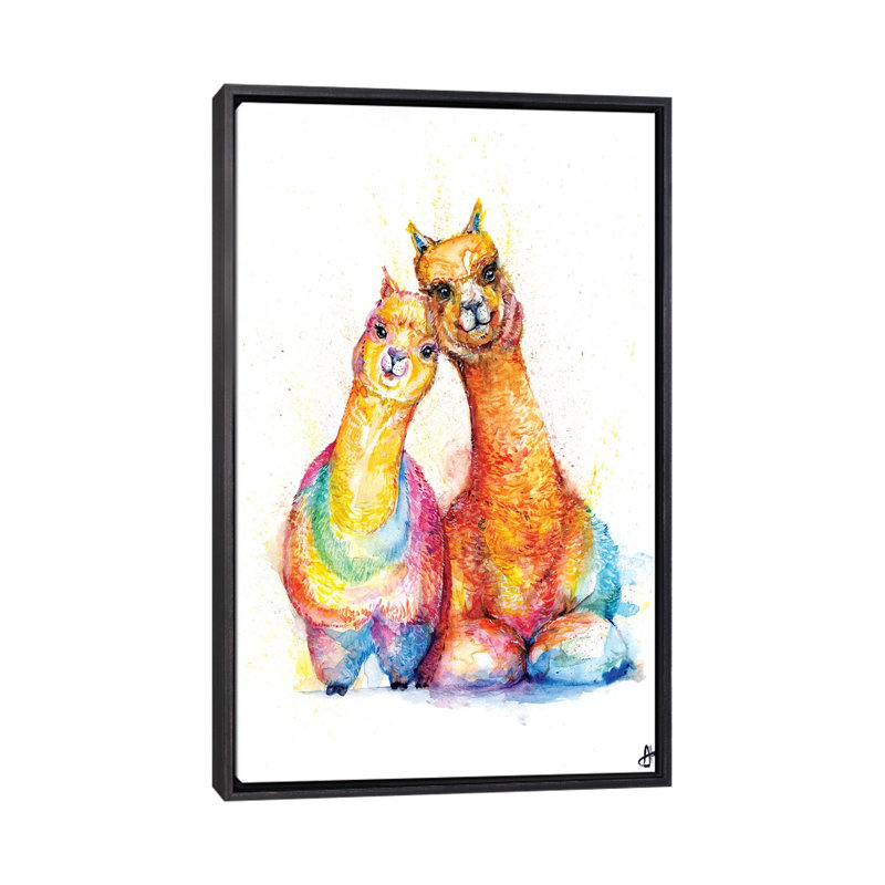 Décoration murale Packa 'Alpaca Kids, H 26 po x l 18 po x 1,5 po, Toile avec cadre noir patiné