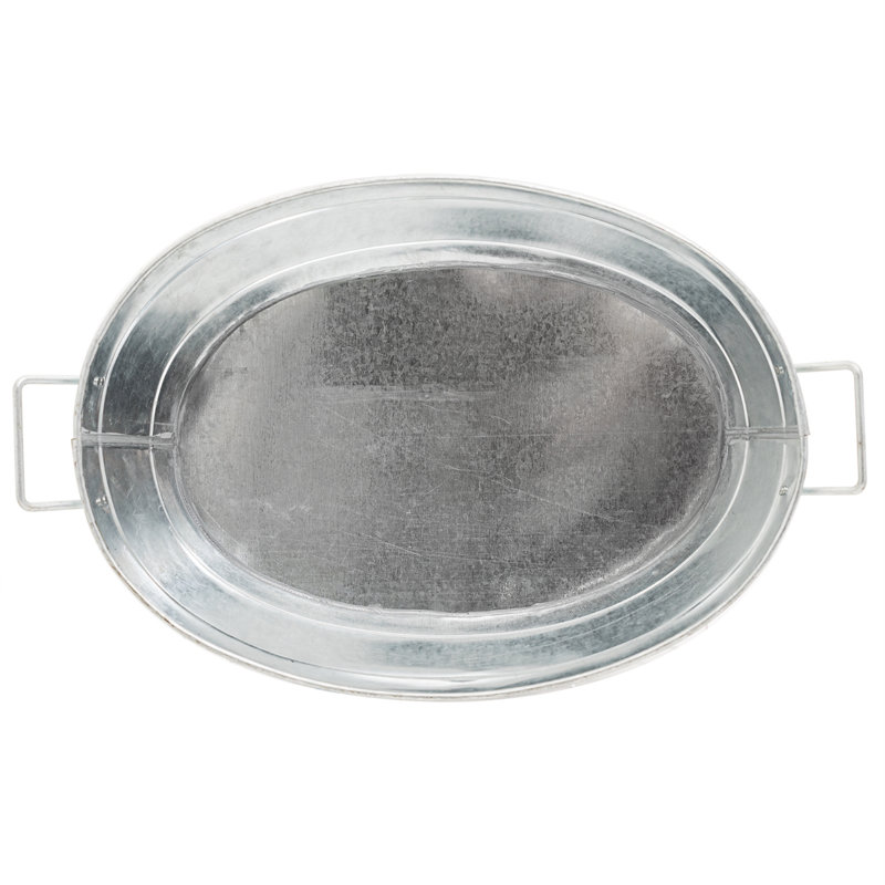 Jaimee-Lee Stainless Steel Beverage Tub, Galvanized Steel, 9" H x 21" W x 15" D