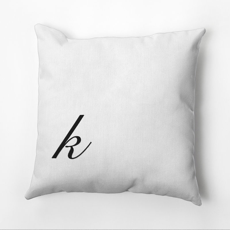 Monogram Design Collection Reversible Throw Pillow, 16"x16", Black, K