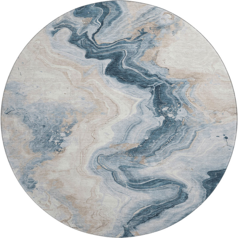 Premium Machine Washable Chelston AMF1862 Swirls Rug, Round 8'