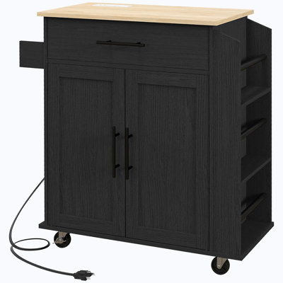 Sicilee Kitchen Cart with Manufactured Wood Top
