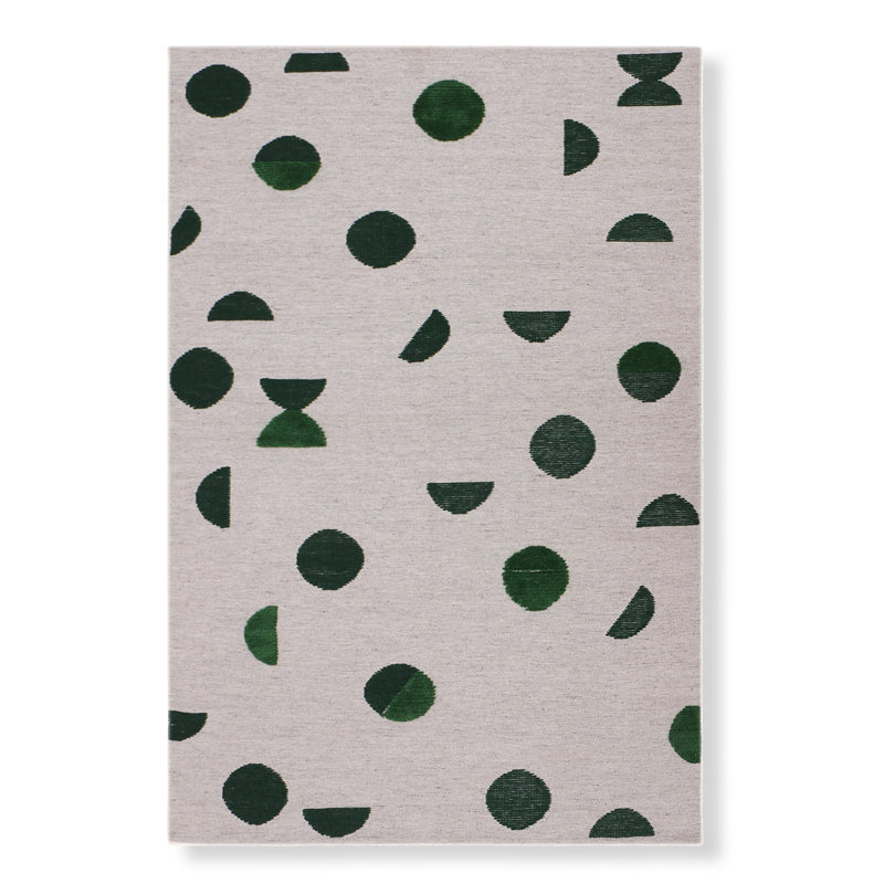 Wool Geometric Area Rug in Forest Green/Gray, Rectangle 12' x 15'
