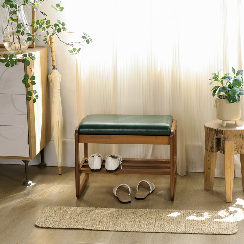 Banc de rangement en similicuir, Brun, Vert