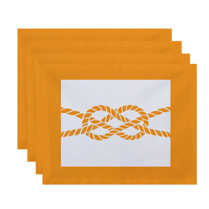 Ensemble de napperons géométriques 4 pièces Hancock Nautical Knot, Jaune