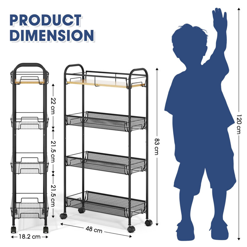 48 cm W Kitchen Cart with