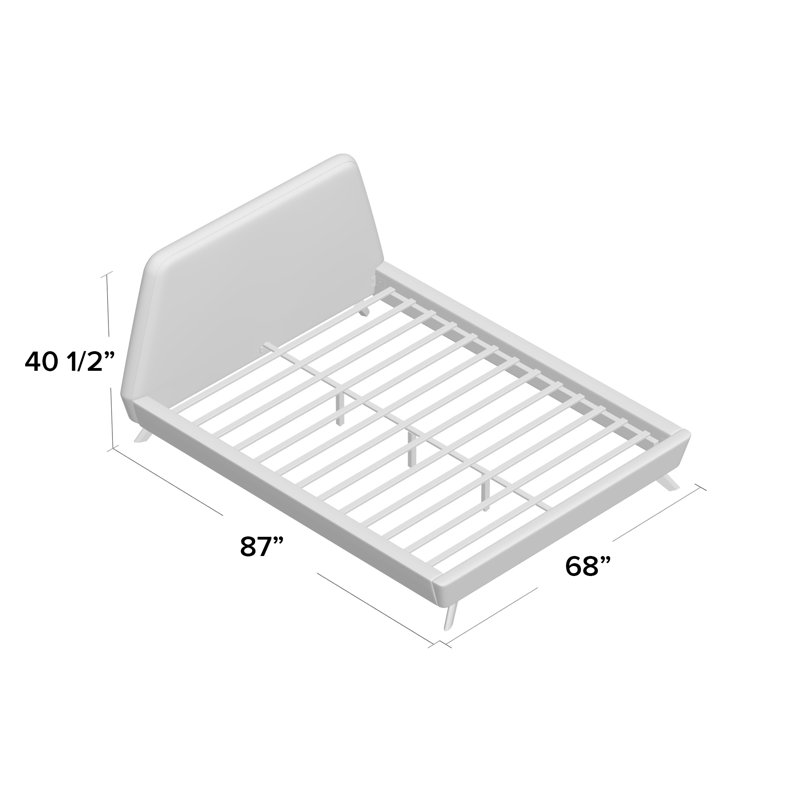 Henry Upholstered Platform Bed, Beige, Queen