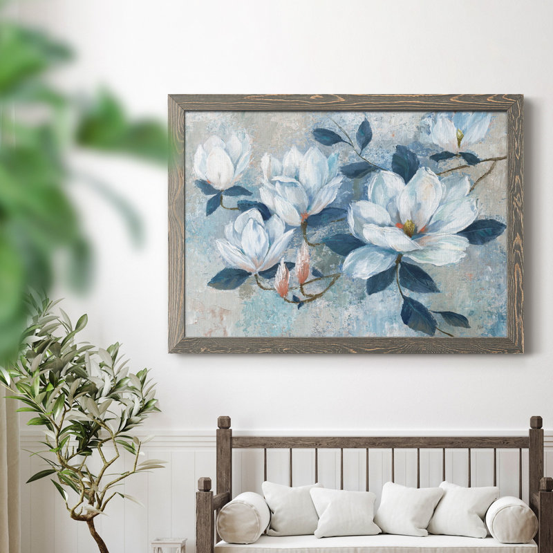 «Spring Bloom I», peinture sur toile encadrée, H 31,5 po x l 23,5 po x P 1,5 po, Gris