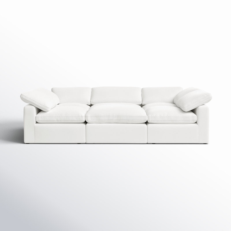 Canapé et méridienne rembourrés 6 pièces Wonardo, Tissu en coton blanc