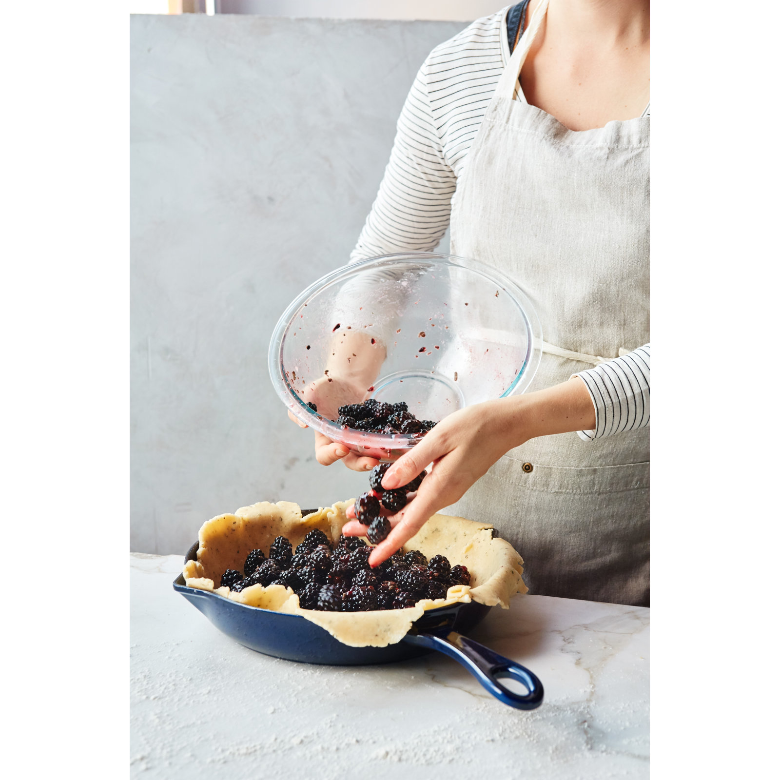 Staub Cast Iron Frying Pan, Dark Blue, 12"