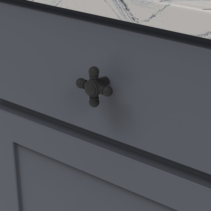Fuller Collection Designer Knob - 2-1/8" x 2-1/8 " Cabinet Knob Matte Black - Traditional Hardware for Drawers & Cabinets
