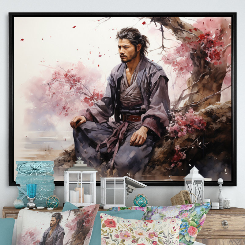 Asian Art Samurais Resolve V, reproduction d'art sur toile, H 34 po x l 44 po x P 1,5 po, Cadre flottant noir