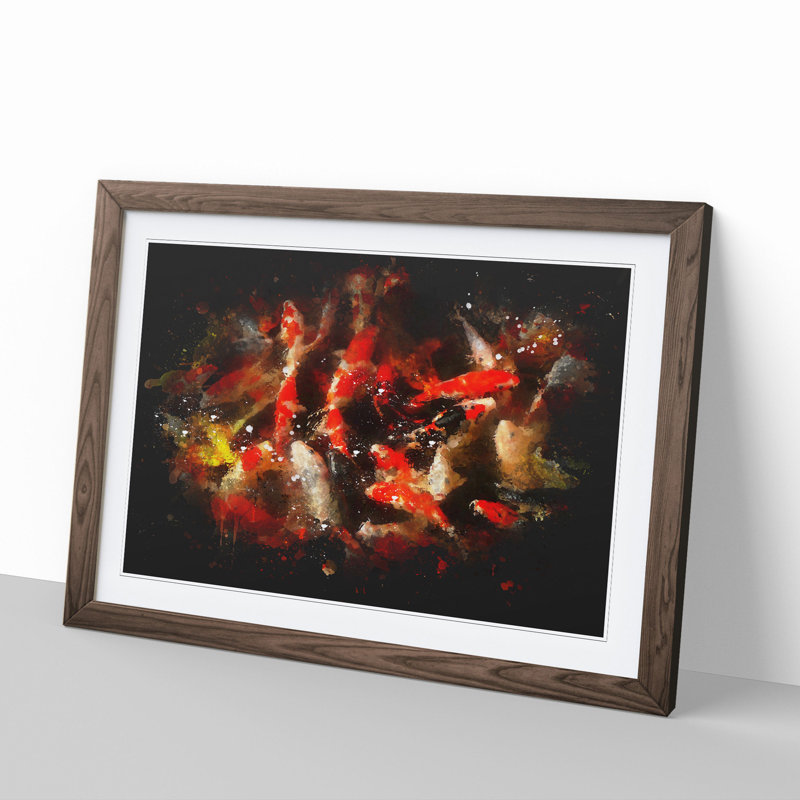 Many Fish - Picture Frame Graphic Art, 36cm H x 48cm W x 2cm D, Walnut Framed