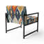 Orange et bleu Botanical Symphony III - Fauteuil rembourré contemporain, fauteuil d'appoint abstrait moderne-112889871