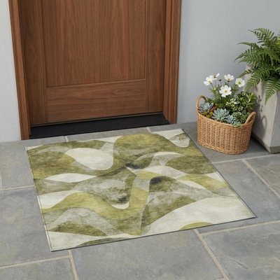 Tapis extérieur lavable antidérapant 3 pi x 5 pi vert olive