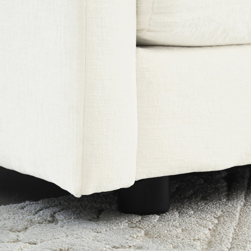 Canapé en chenille blanche en tissu High 2 Living High. Structure en bois massif durable. Matériau respirant. Coussin en éponge. Option de siège réversible. Sièges confortables. Assemblage facile