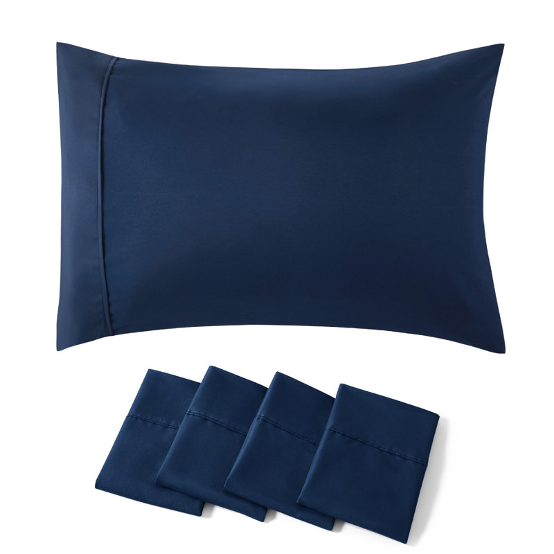 Bedsure Pillow Cases Set Of 4 - Polyester Microfiber Pillowcase, Navy, Standard Pillow Case