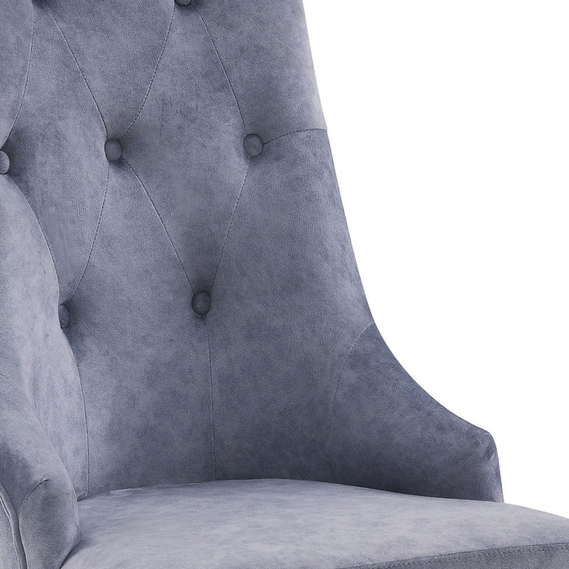 Ensemble de deux chaises d'appoint de salle à manger capitonnées en tissu gris et argent