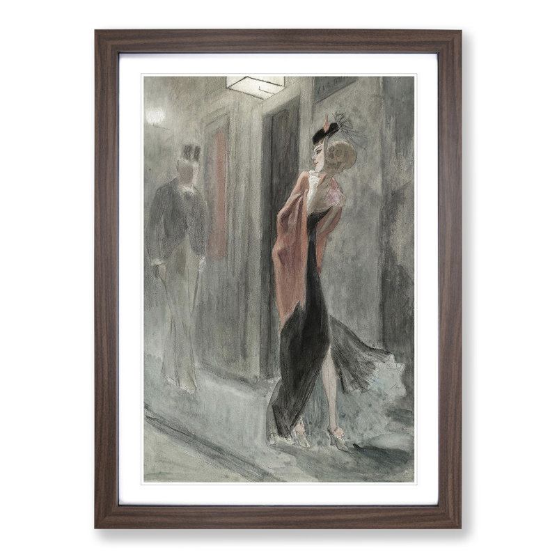 Human Parody by Felicien Rops - Picture Frame Painting, Walnut Framed, 36cm H x 27cm W x 2cm D