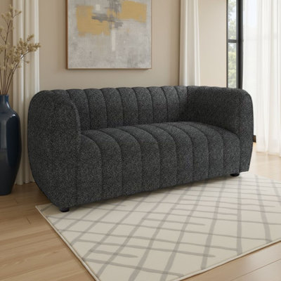 Hery Loveseat, 65 Inch, Boucle, Vertical Channel Tufted Details