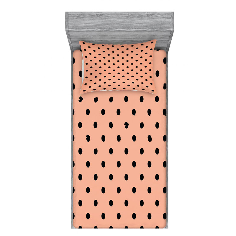 Microfiber Polka Dots Sheet Set, Twin Sheet Set with Fitted Sheet