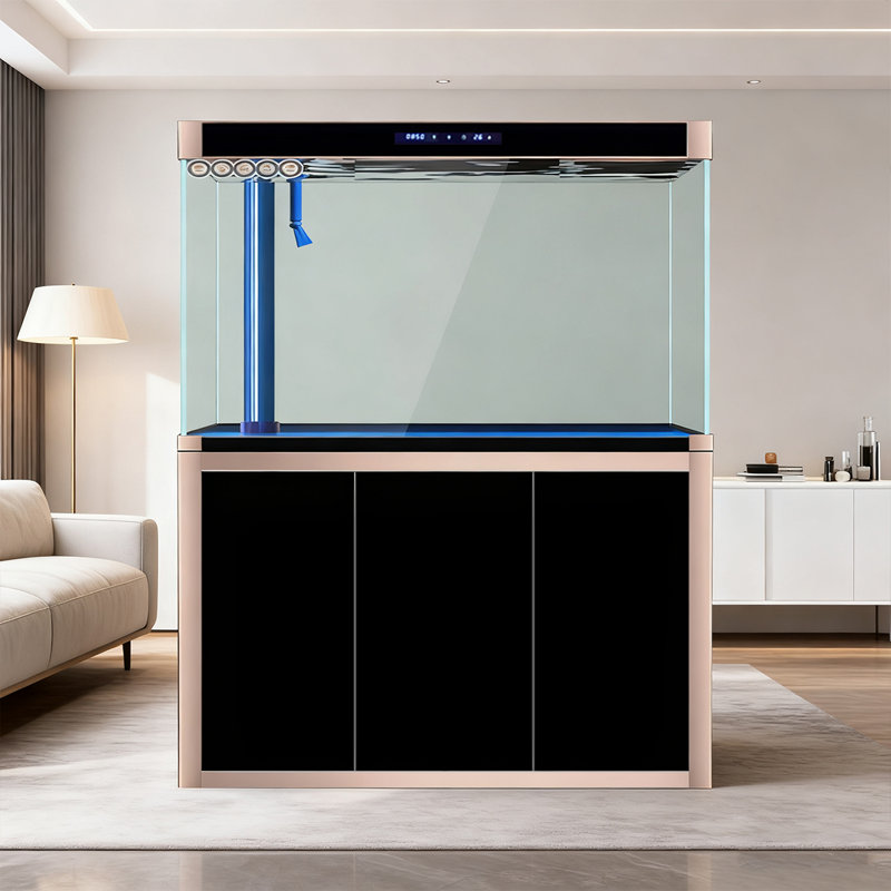Aquarium moderne en verre écologique ultra transparent, 49,66 gallons (H 59,06 po x l 47,24 po x P 13,78 p, Noir