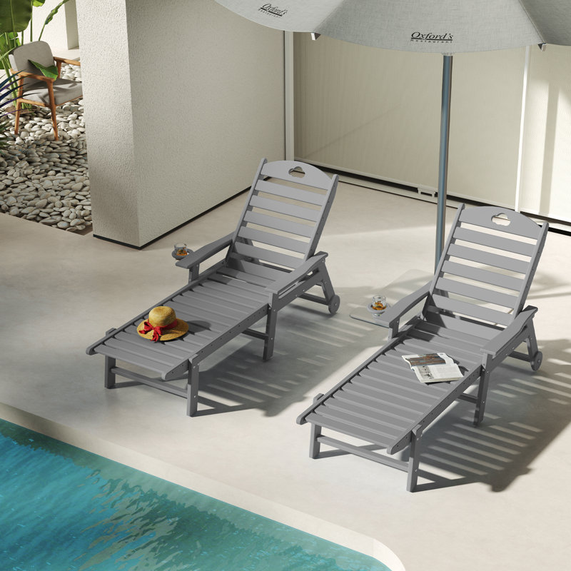 HDPE Patio Lounge chair(4Piece), Gray